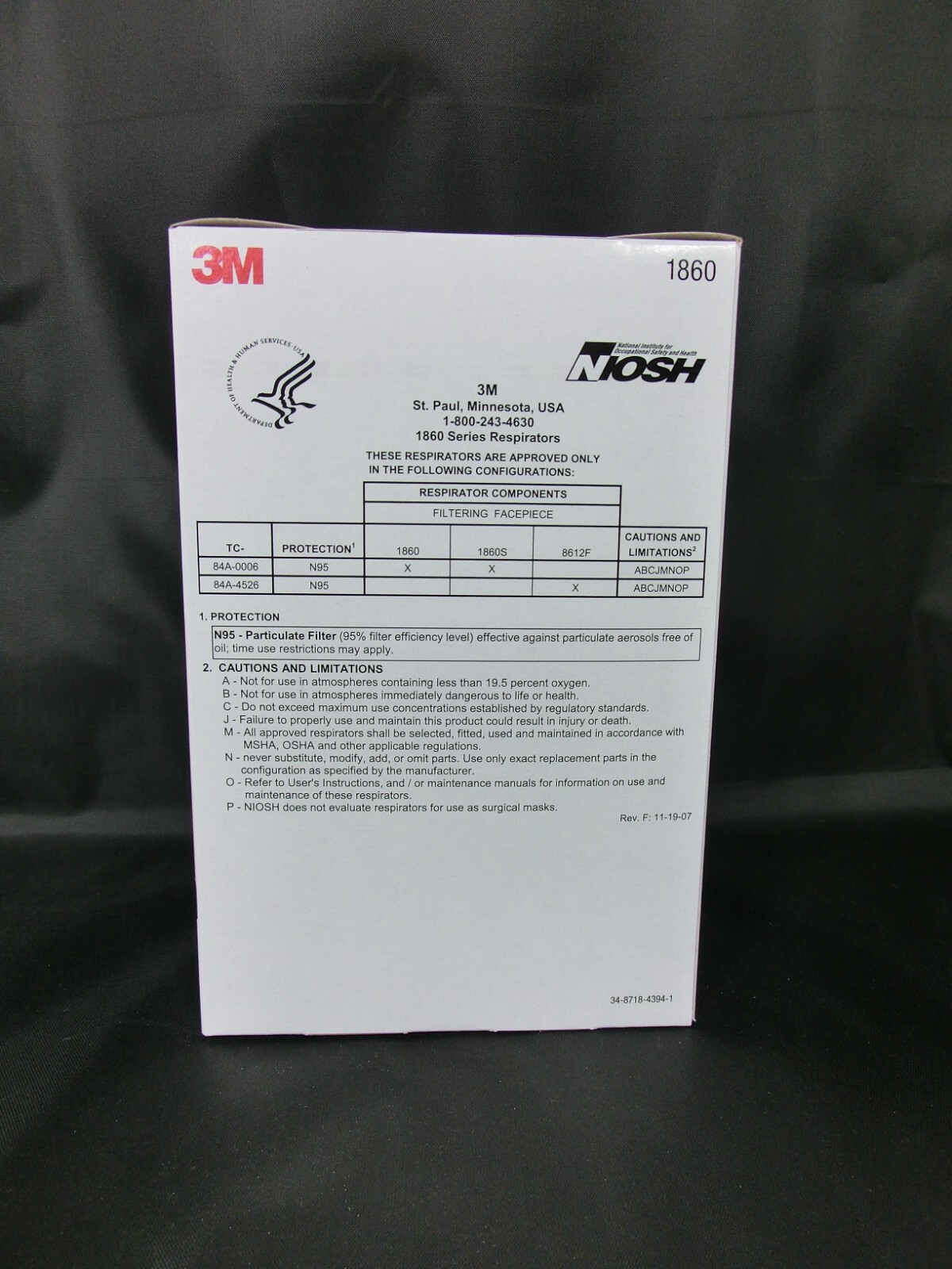3M™ 1860 N95 Adult Face Mask Particulate Respirator – QTY 120