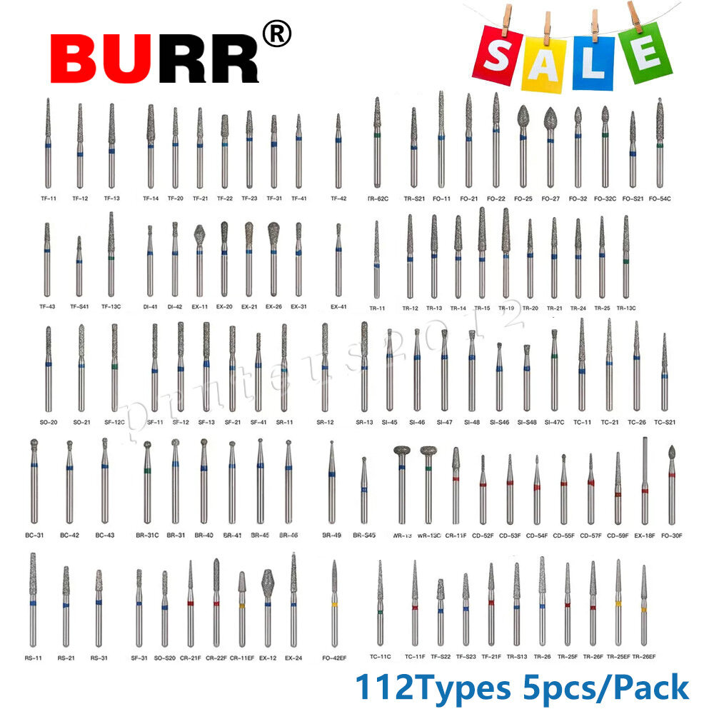 100 piezas Burr fresas de diamante salees FG medio 1,6mm Kit FG1.6MM
