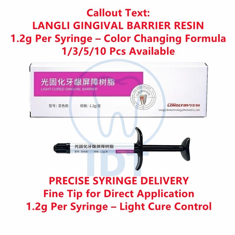 Langli Light Cure Gingival Barrier Resin 1.2g, Color Changing Dental