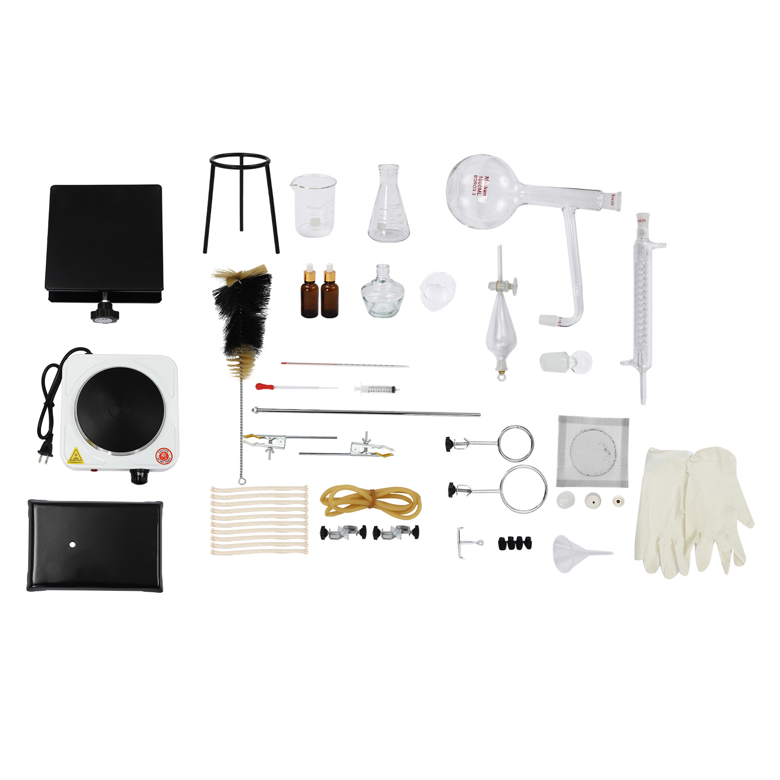 Essential Oil Distillation Apparatus Lab Home Glassware Distillation Kits 1000ml