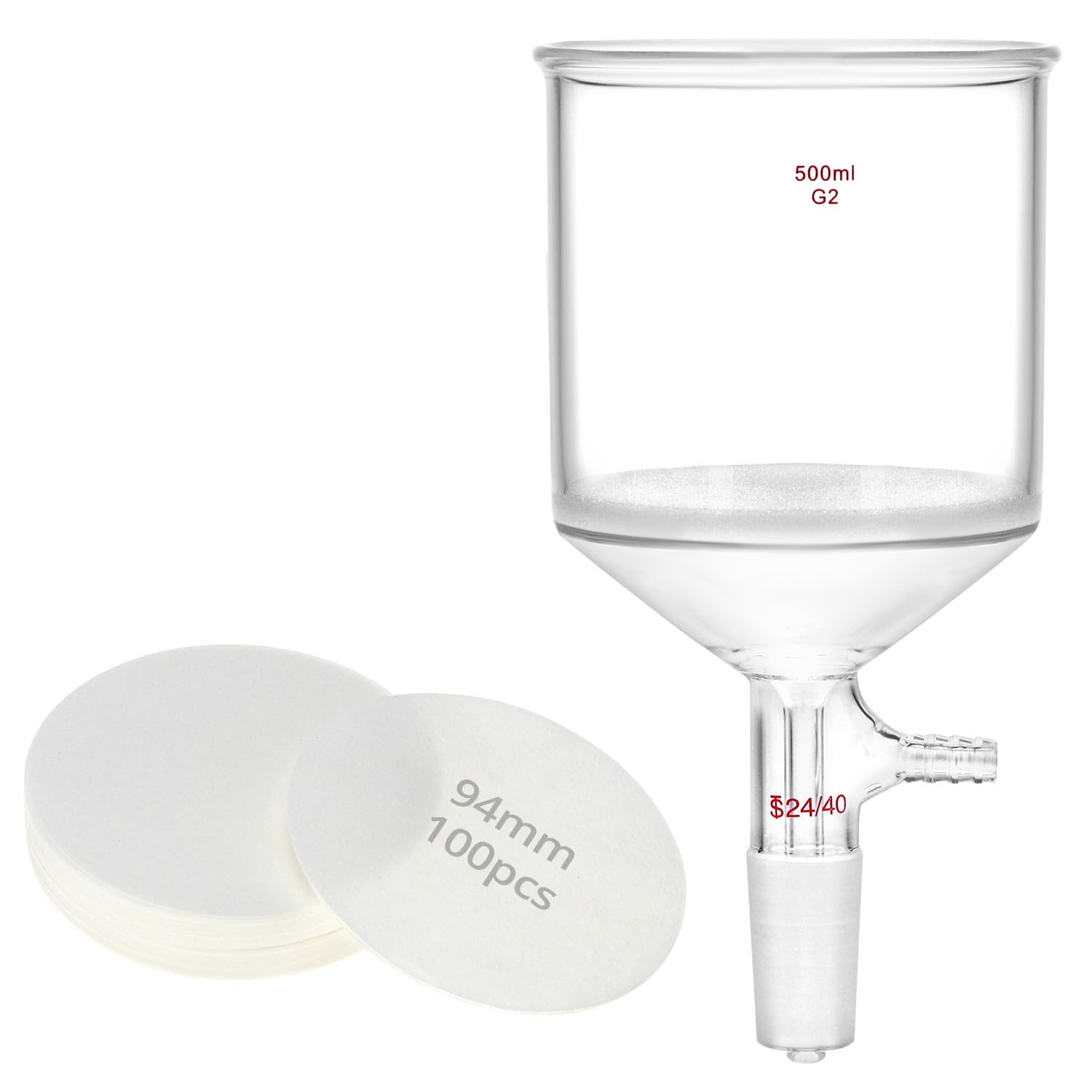 500Ml Borosilicate Glass Buchner Filtering Funnel with Medium Frit (G2) – 24/40