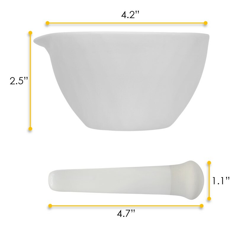 Porcelain Mortar & Pestle Set, 5oz – Unglazed Grinding Surface – Eisco Labs