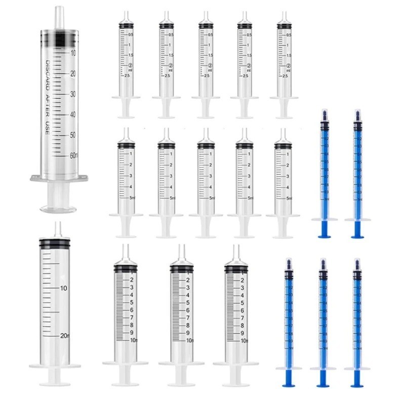 20-65Pack Syringes with 14ga-25ga Blunt Tip Needles With Syringe Caps and Needle