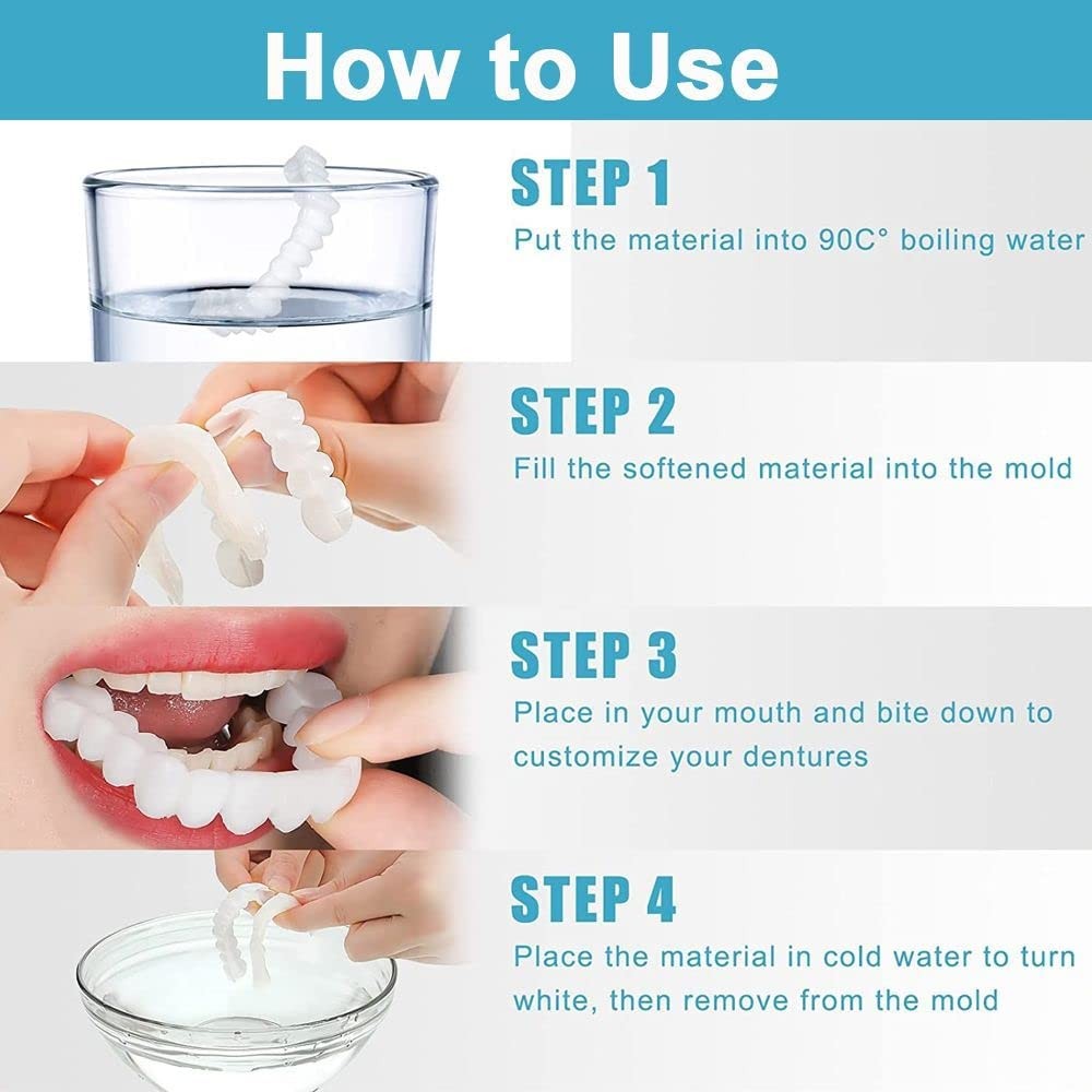 Top and Bottom Fake Teeth Cover the Broken Missing 1 Count (Pack of 1)