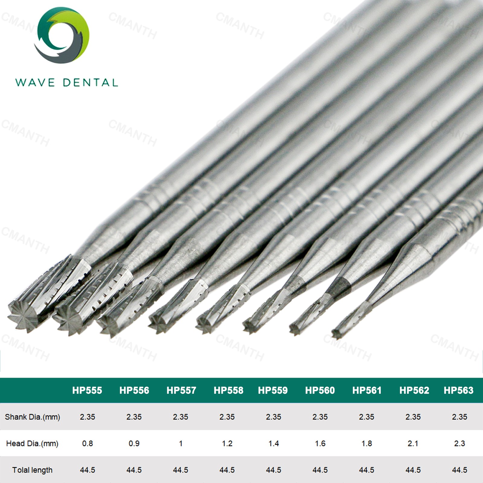 US WAVE Dentistry Drill Tungsten Carbide Burs Straight Fissure Bur For Low Speed