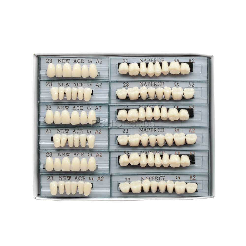 168pcs/6sets Dental Denture Acrylic Resin Full Set Teeth Upper + Lower Shade A2