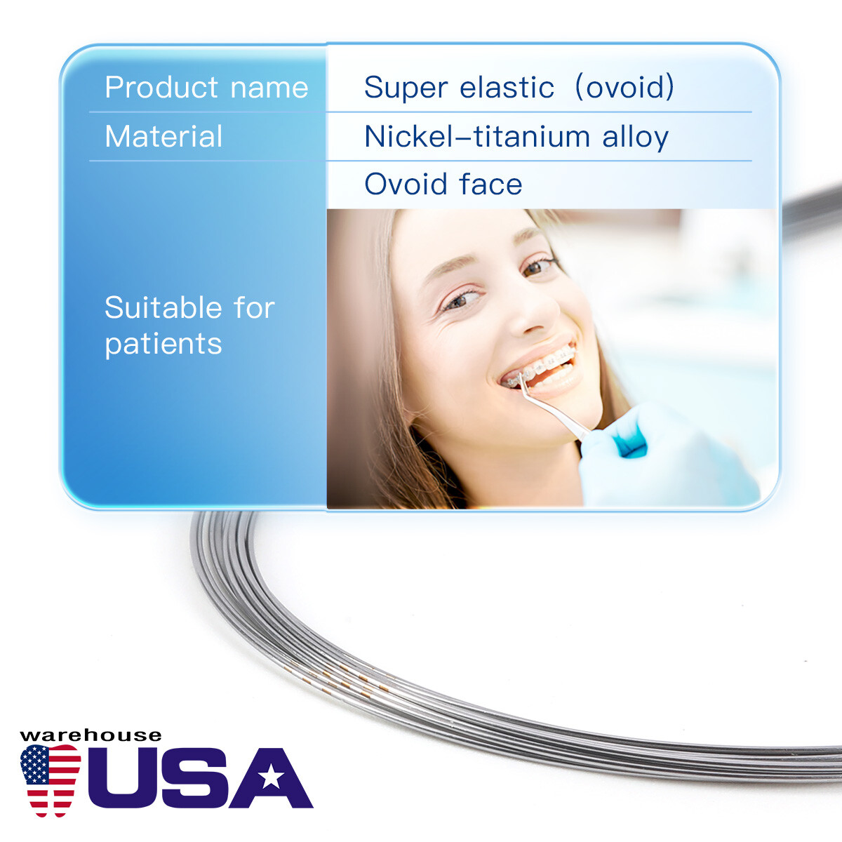 AZDENT Dental Orthodontic Super Elastic Niti Round Arch Wires Ovoid 10pcs/pack