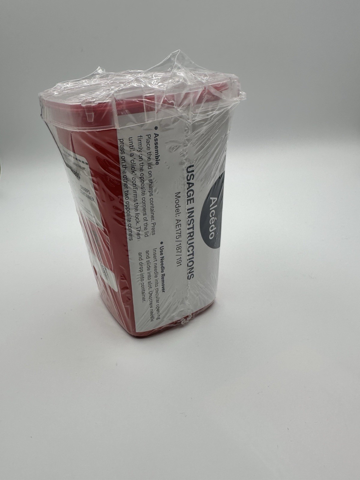 Alcedo Sharps Container for Home Use 1 Quart 1 pack Needle and Syringe Disposal