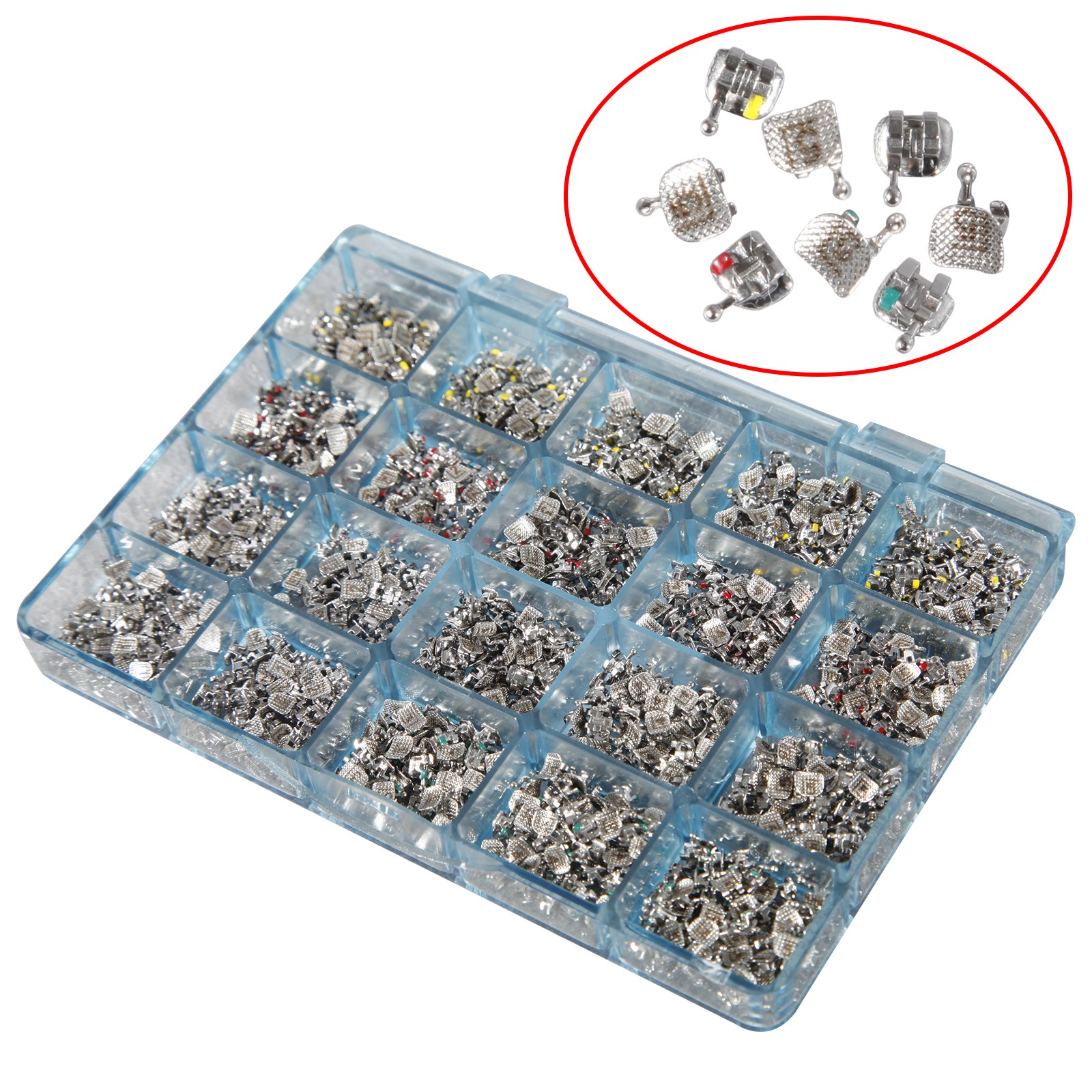 1000PCS Dental Metal Orthodontic Brackets Brace MINI Roth.022 345 Hooks W/ Mark