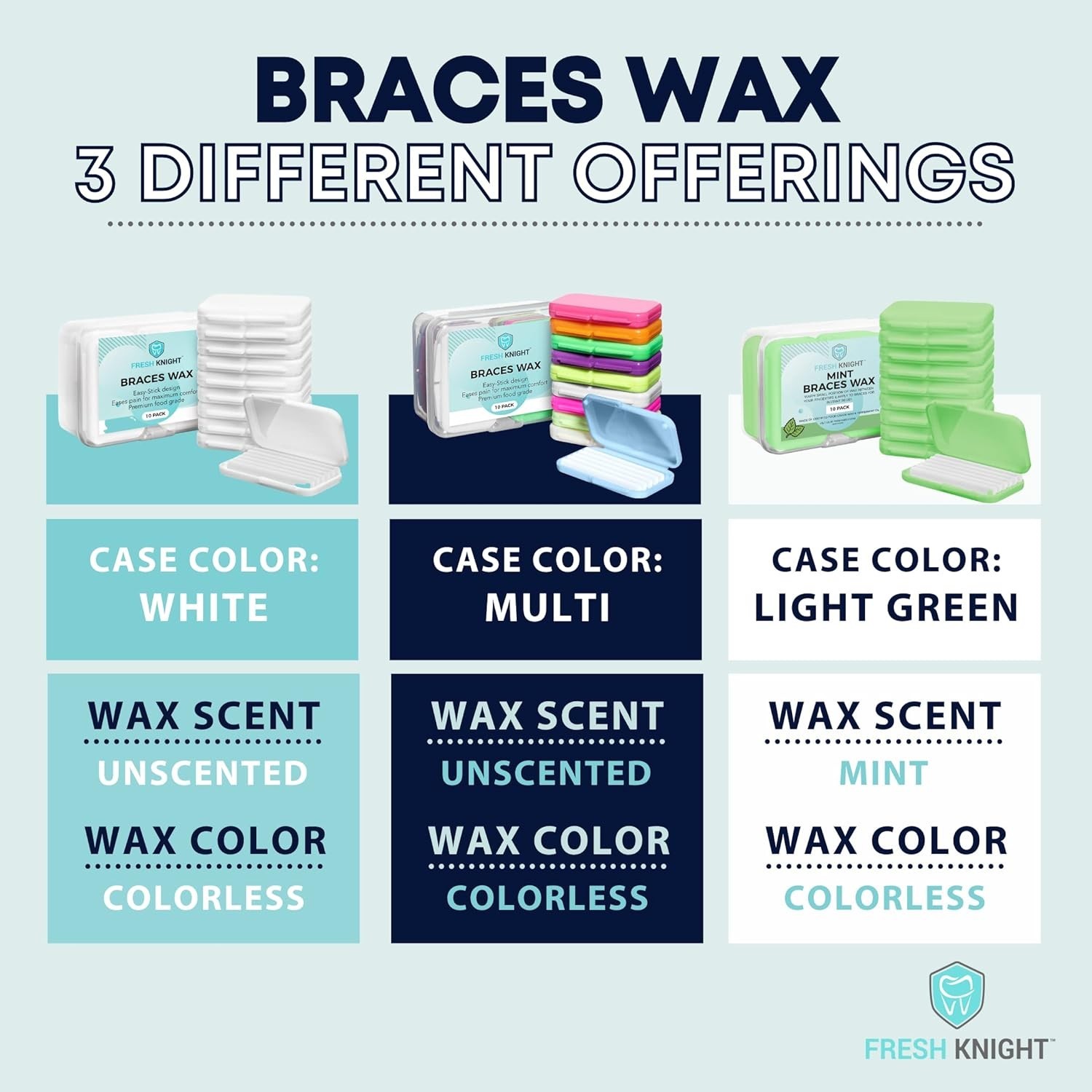 Organic Braces Wax for Comfort – 50 Easy Apply Multicolor Orthodontic Strips