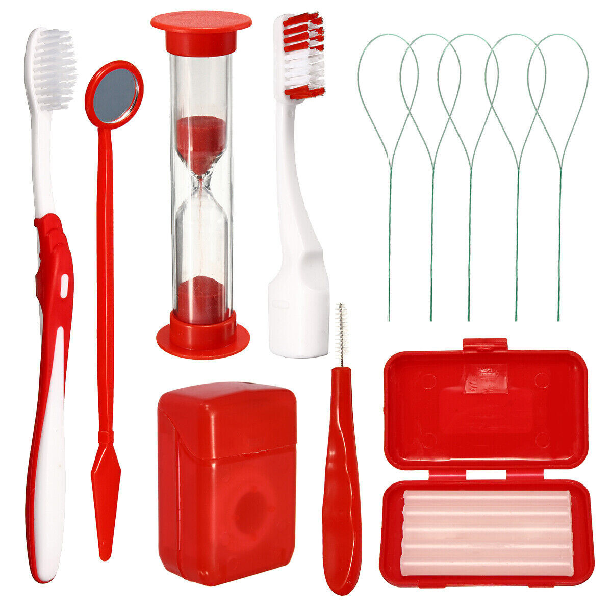 Dental Orthodontic Wax/Teeth Oral Care Orthodontic Kit Brush Floss Thread Mirror