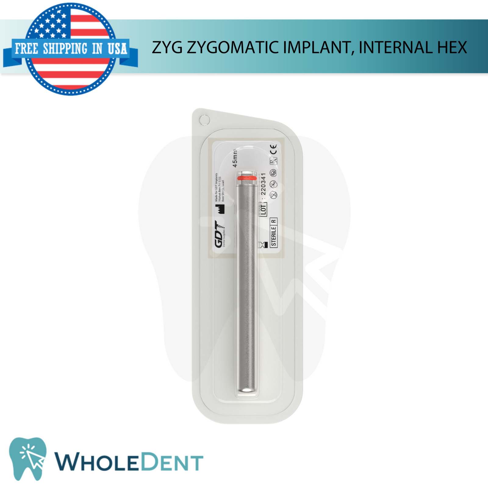Dental ZYG Zygomatic Fixture Ø4.2mm Int Hex 2.42mm System RBM Titanium