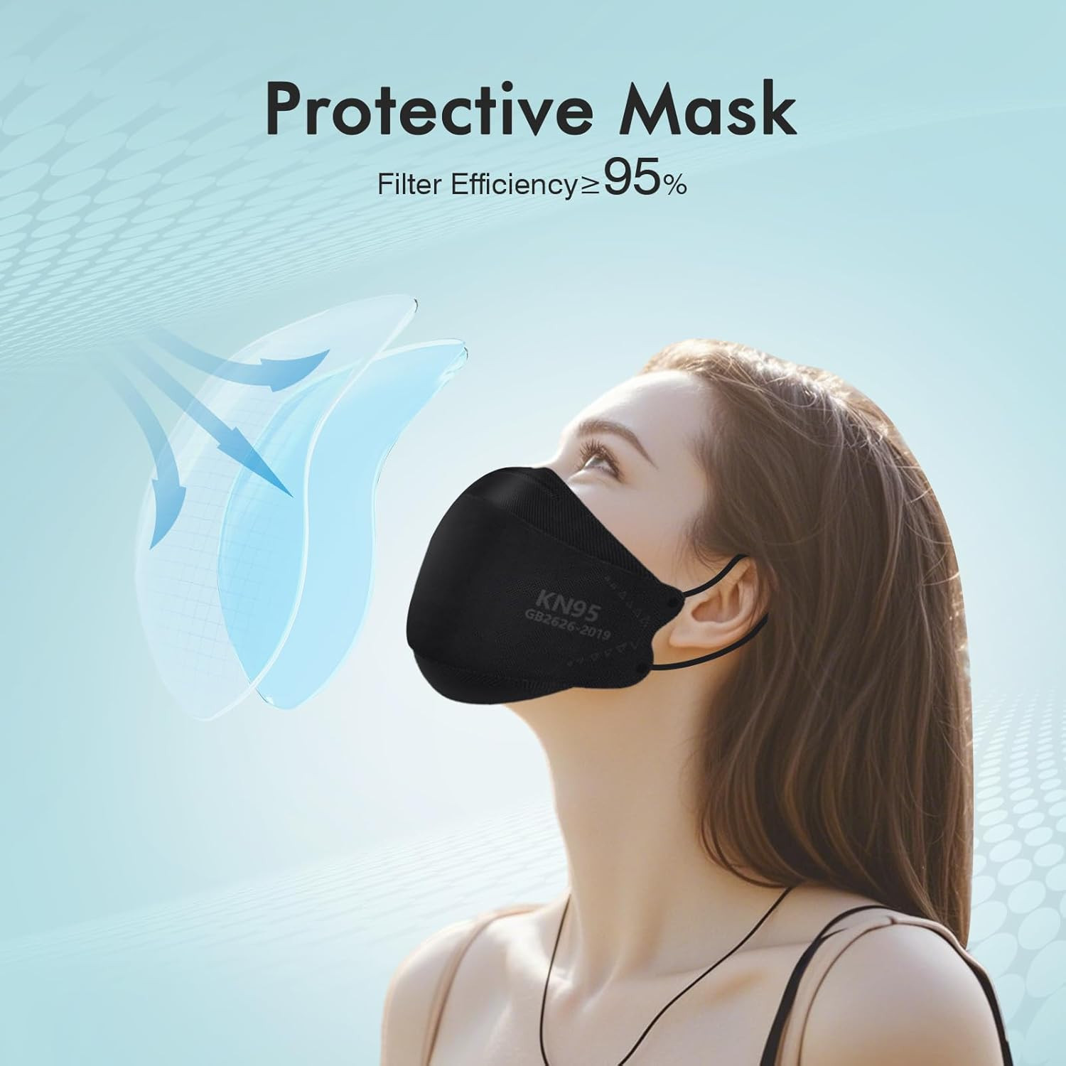 KN95 Face Masks,50 Pack Breathable Cup Dust Disposable Masks for Adult,Teenager