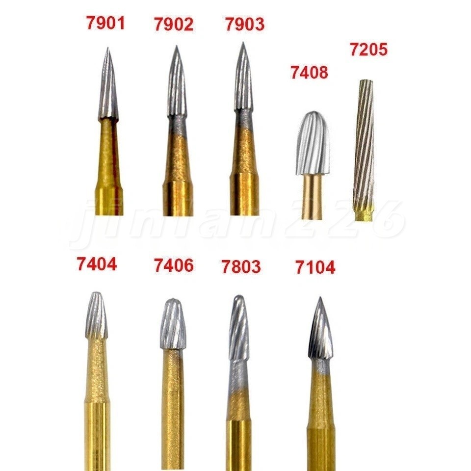 Dental Tungsten Carbide Burs Finishing Polishing Trimming FG Egg Football Flame
