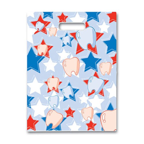 Specialty Scatter Bags Red/White/Blue Tooth & Star, 7.5″ x 10″, 100/Pkg.