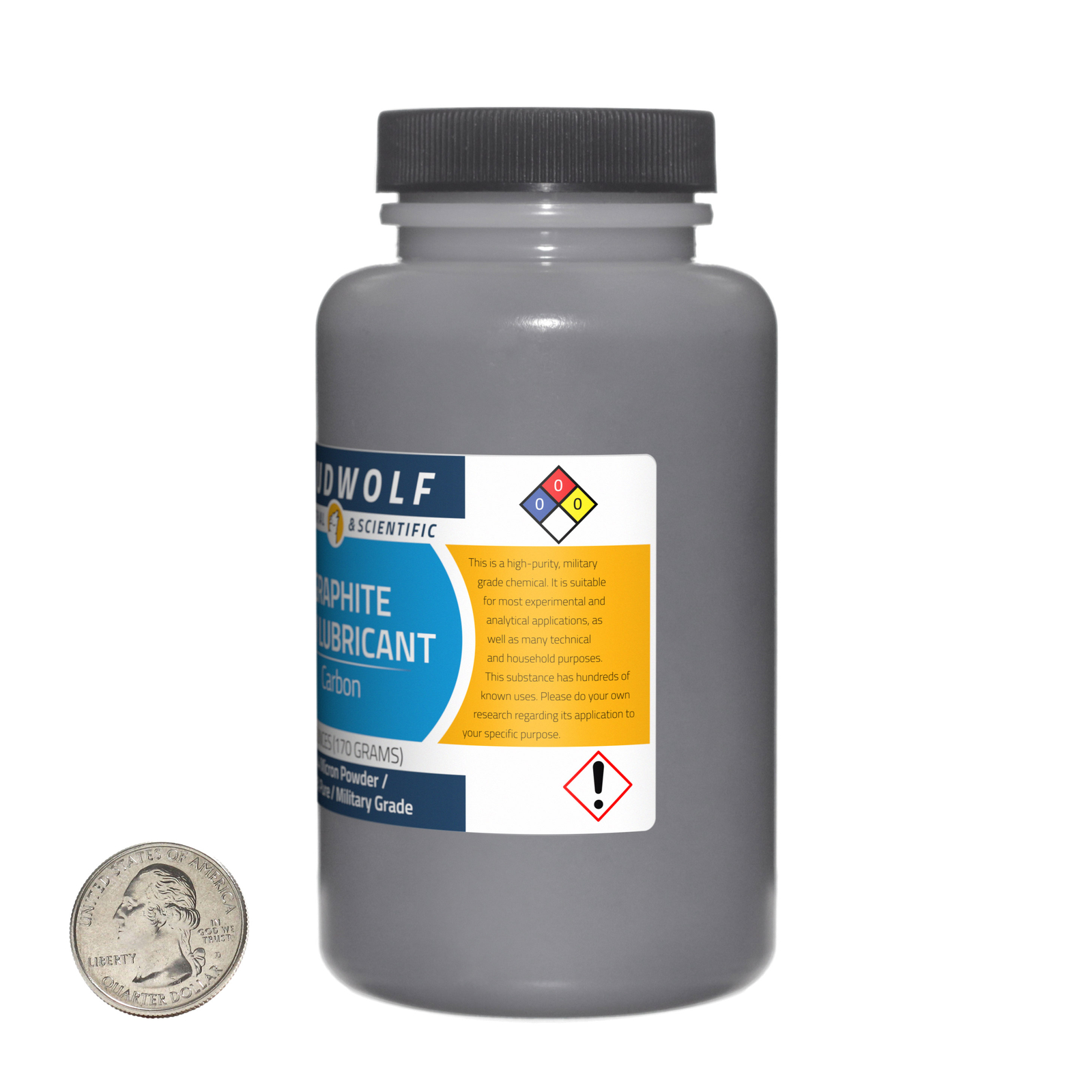 Graphite / 1.1 Pounds / 3 Bottles / 99.9% Pure Military Grade / 44 Micron Powder