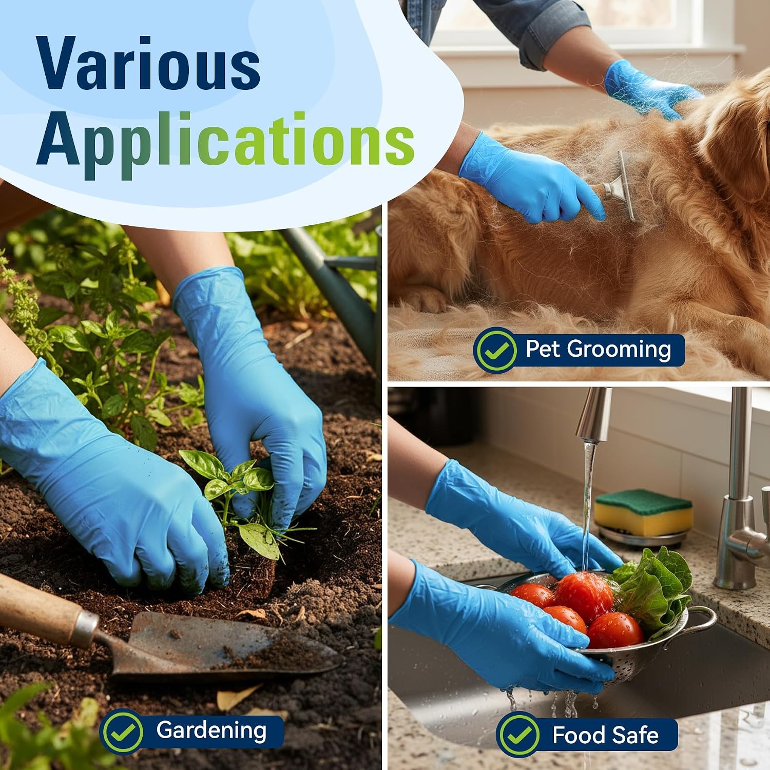 Nitrile Gloves, Food Safe Disposable Gloves Latex Free, Blue Rubber Gloves