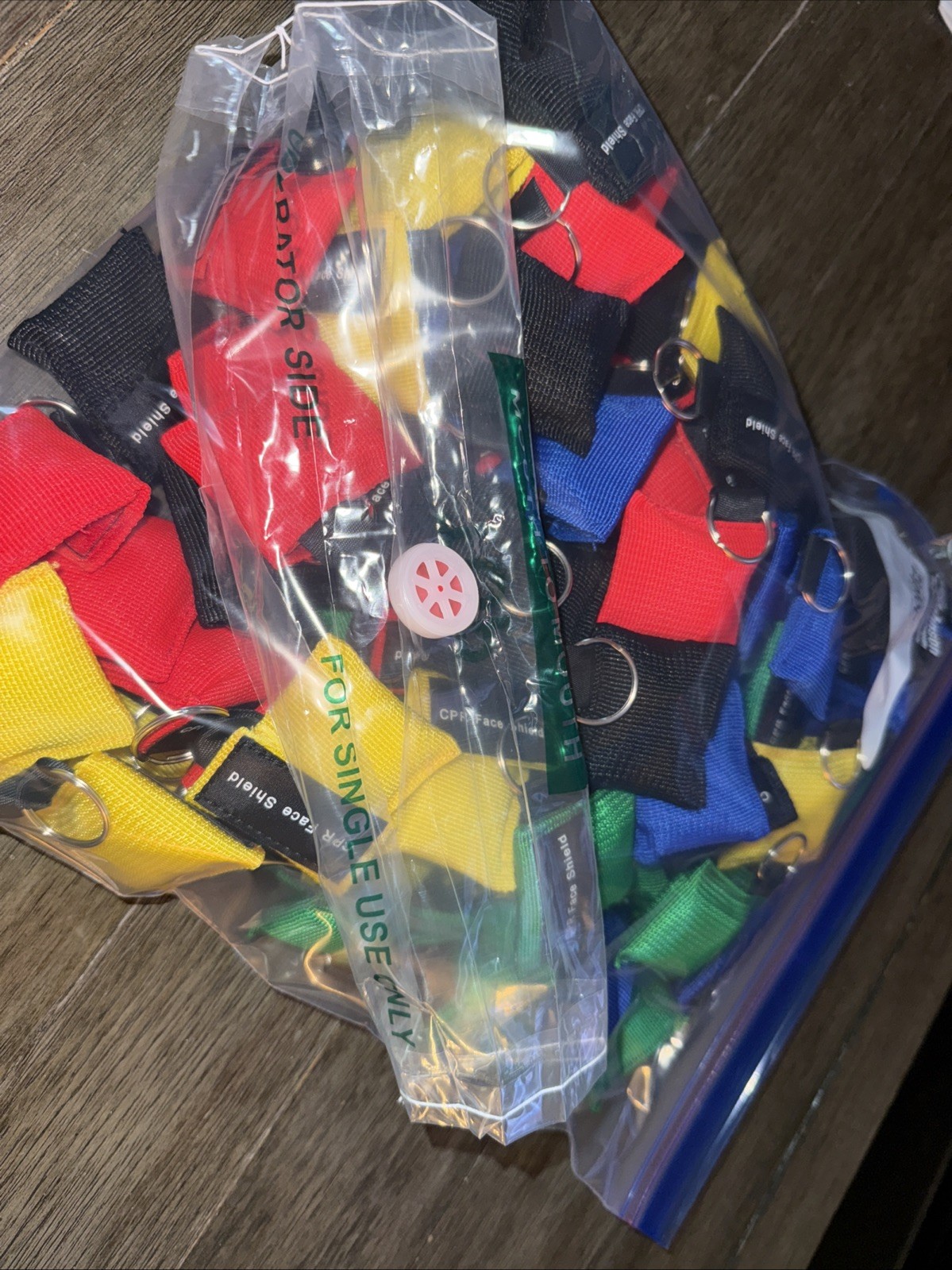 90 Assorted Color CPR Face Shields Keychain Face Shield 5 Colors!