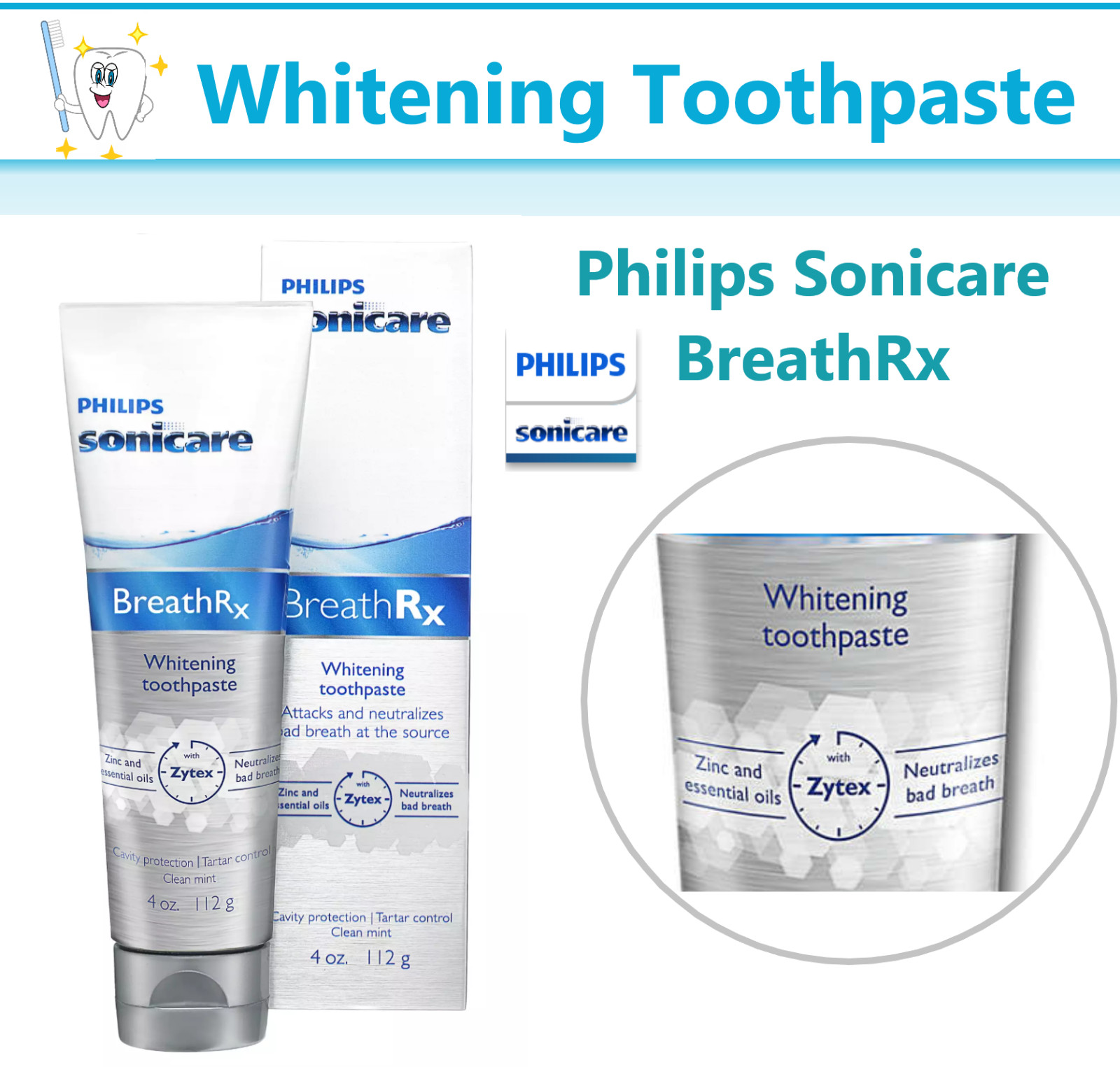 Dental BreathRX Philips Sonicare Whitening Toothpaste Cavity & Tartar protectio