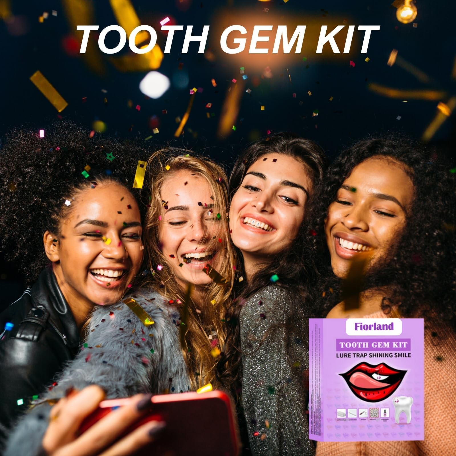 Fiorland Tooth Gem Kit, DIY Crystals Jewelry Kit Teeth Gems A, multi-color