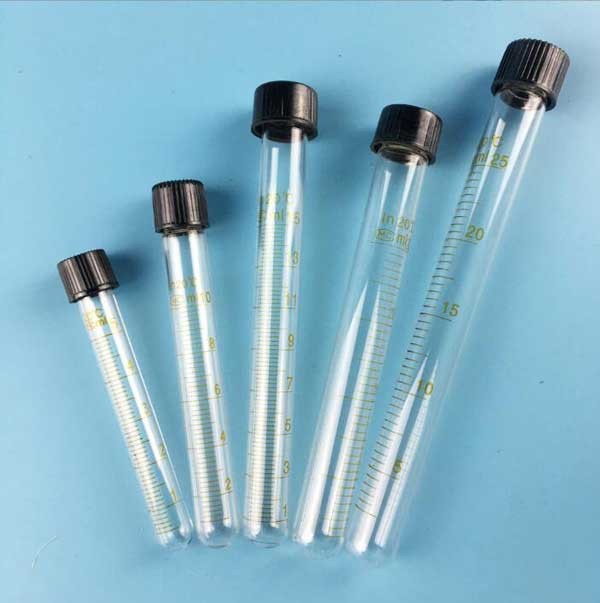 Round-bottomed Glass Tubes Chemistry Laboratory Sample Container with Cap Scale