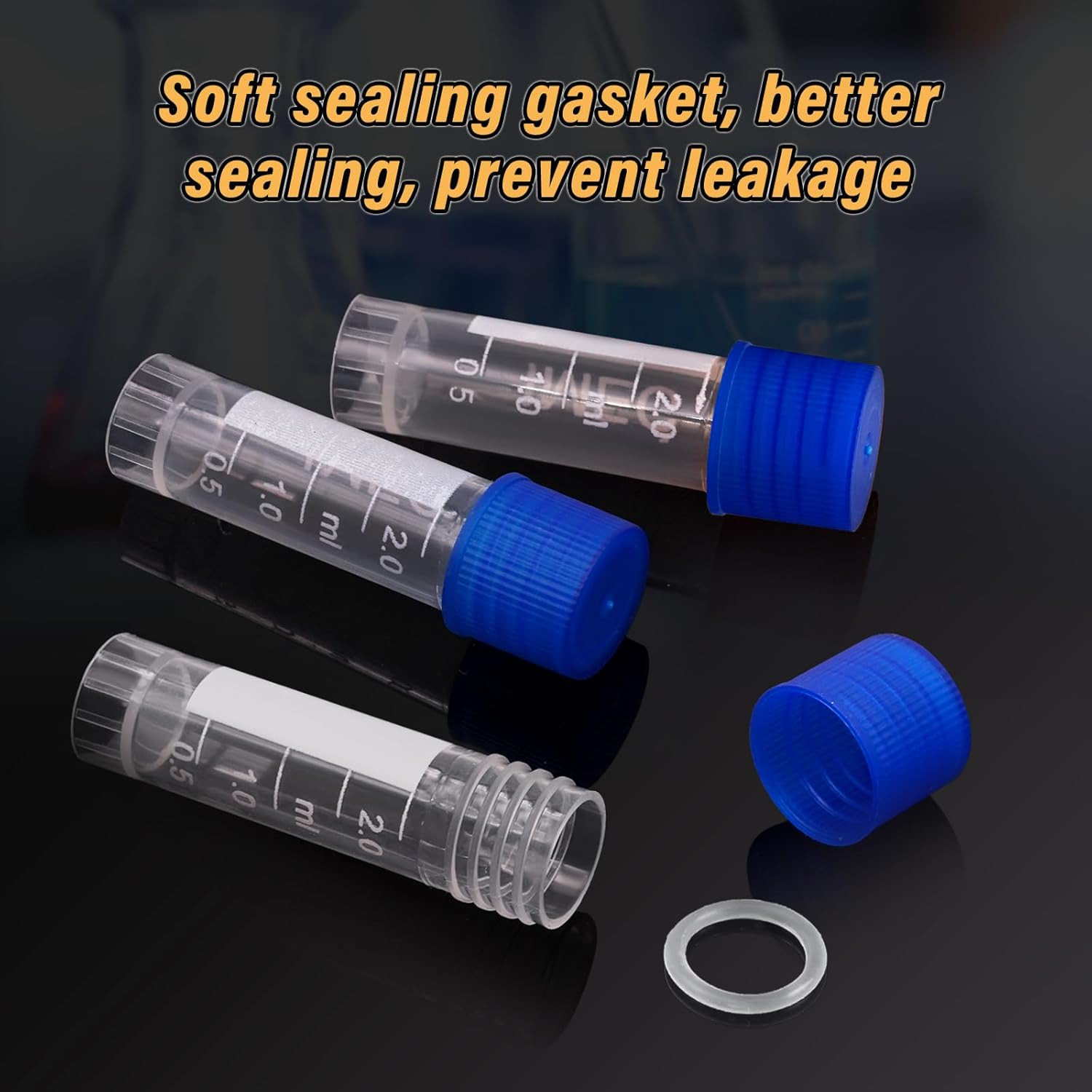 100 Pcs 2Ml Small Vials with Screw Caps Centrifuge Tubes Plastic Sample Tubes Cr