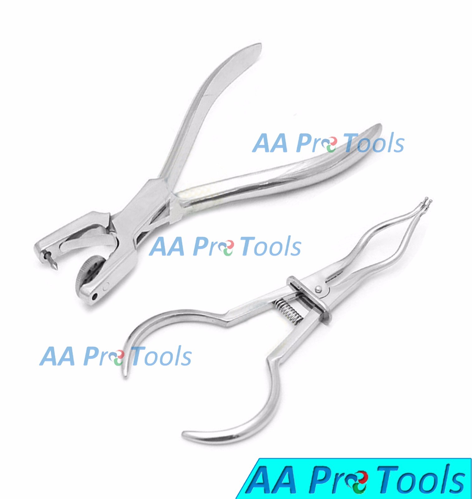 AA Pro: 2 Rubber Dam Punch Pliers Brewer & Ainsworth Clamp Forceps Set
