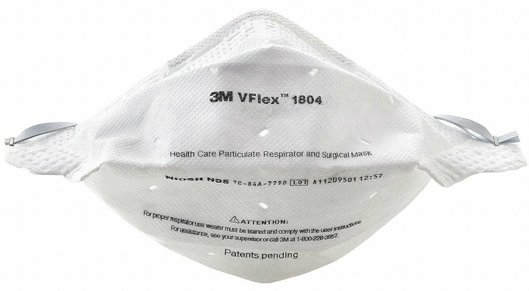 *50-Pieces* 3M VFlex Particulate Respirator NIOSH N95 Surgical Face Mask 1804