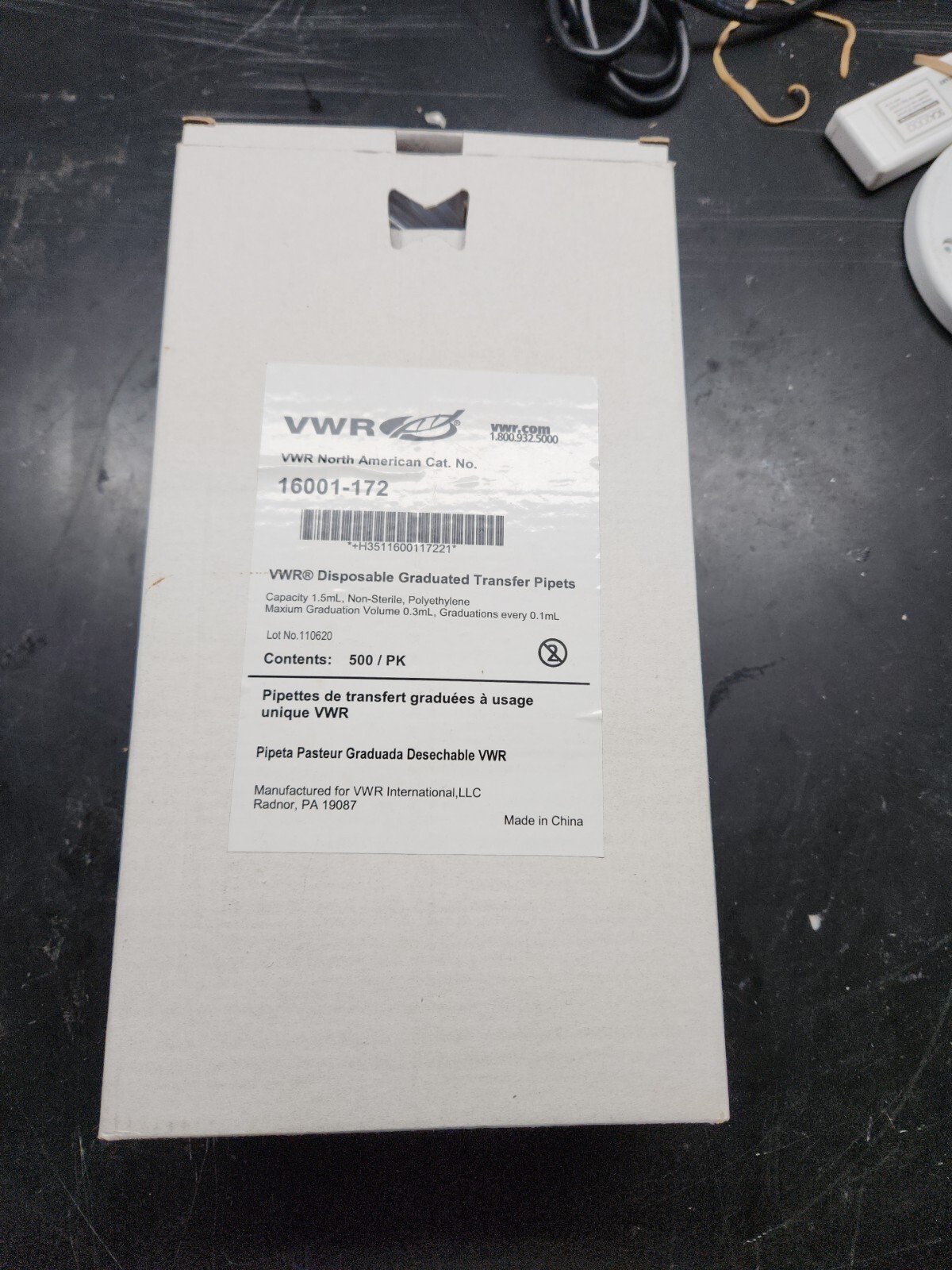 VWR Polyethylene 1.5mL Graduated Disposable Transfer Pipettes 16001-172 (500/pk)