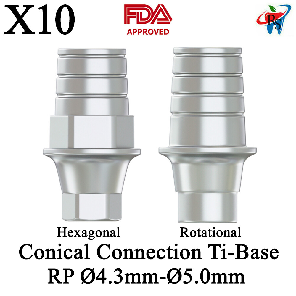 10pcs DSl Ti-Base Abutment CAD/CAM Titatium Conical Connection RP Ø4.3mm-5.0mm