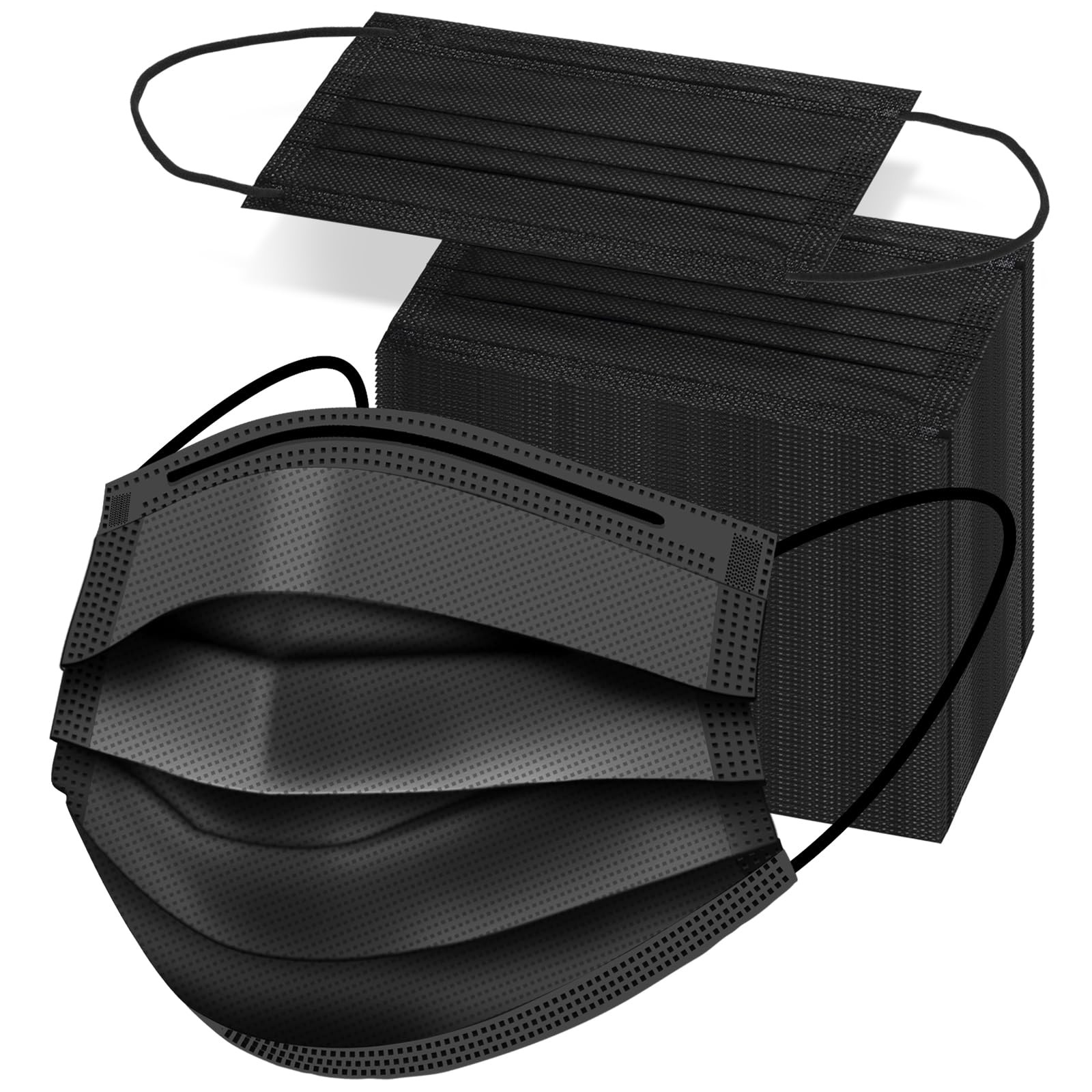 50 Pack Black Disposable 3 Layer Protective Face Masks