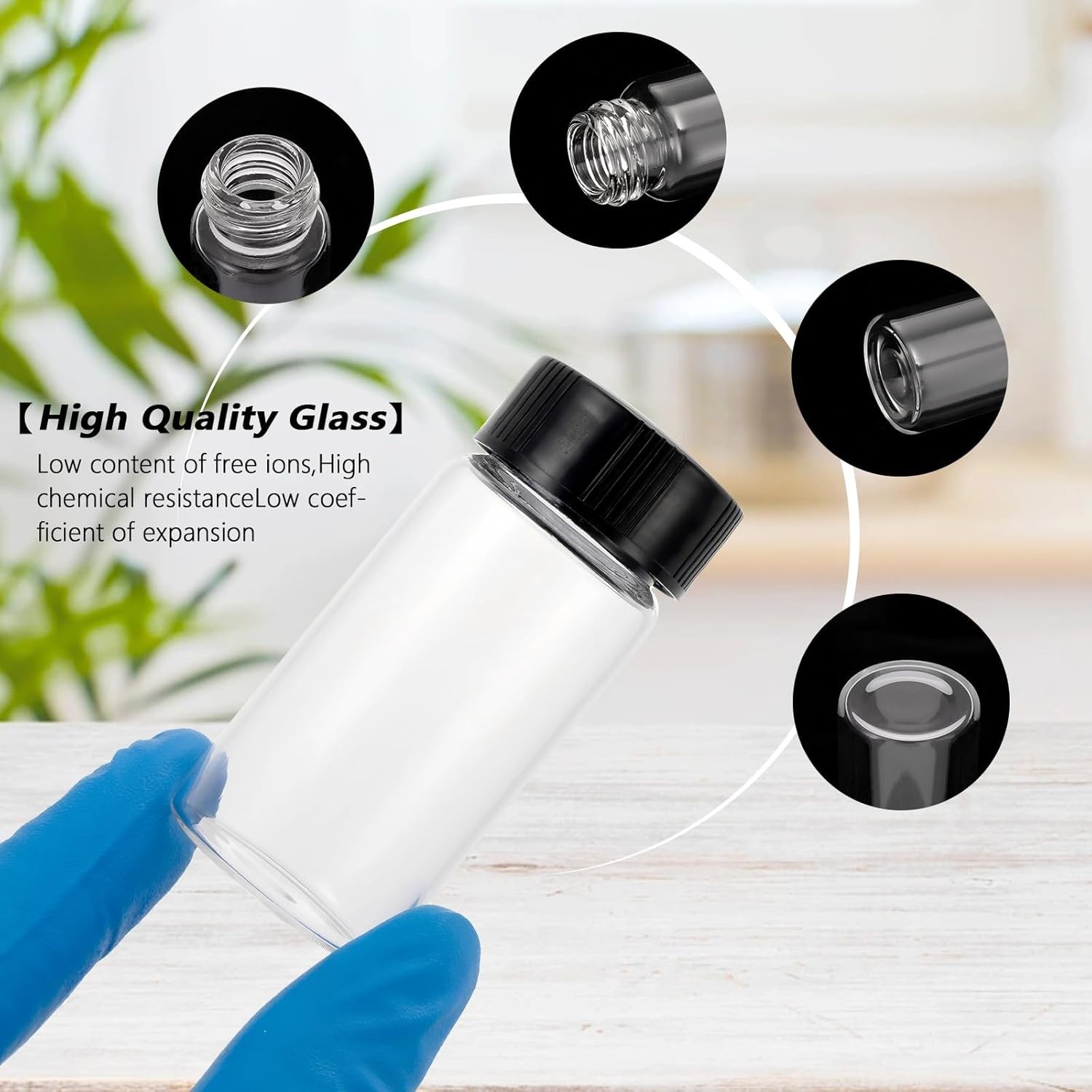 20-Pack Glass Vials for Essential Clear Bottles with Lids Vials with Screw caps