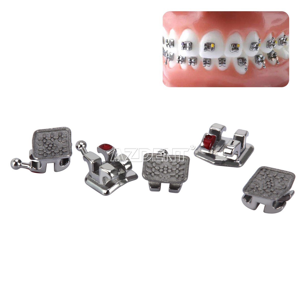Dental 24K Gold Coated Orthodontic Brackets Braces Mini Roth 022 Hooks 3-4-5