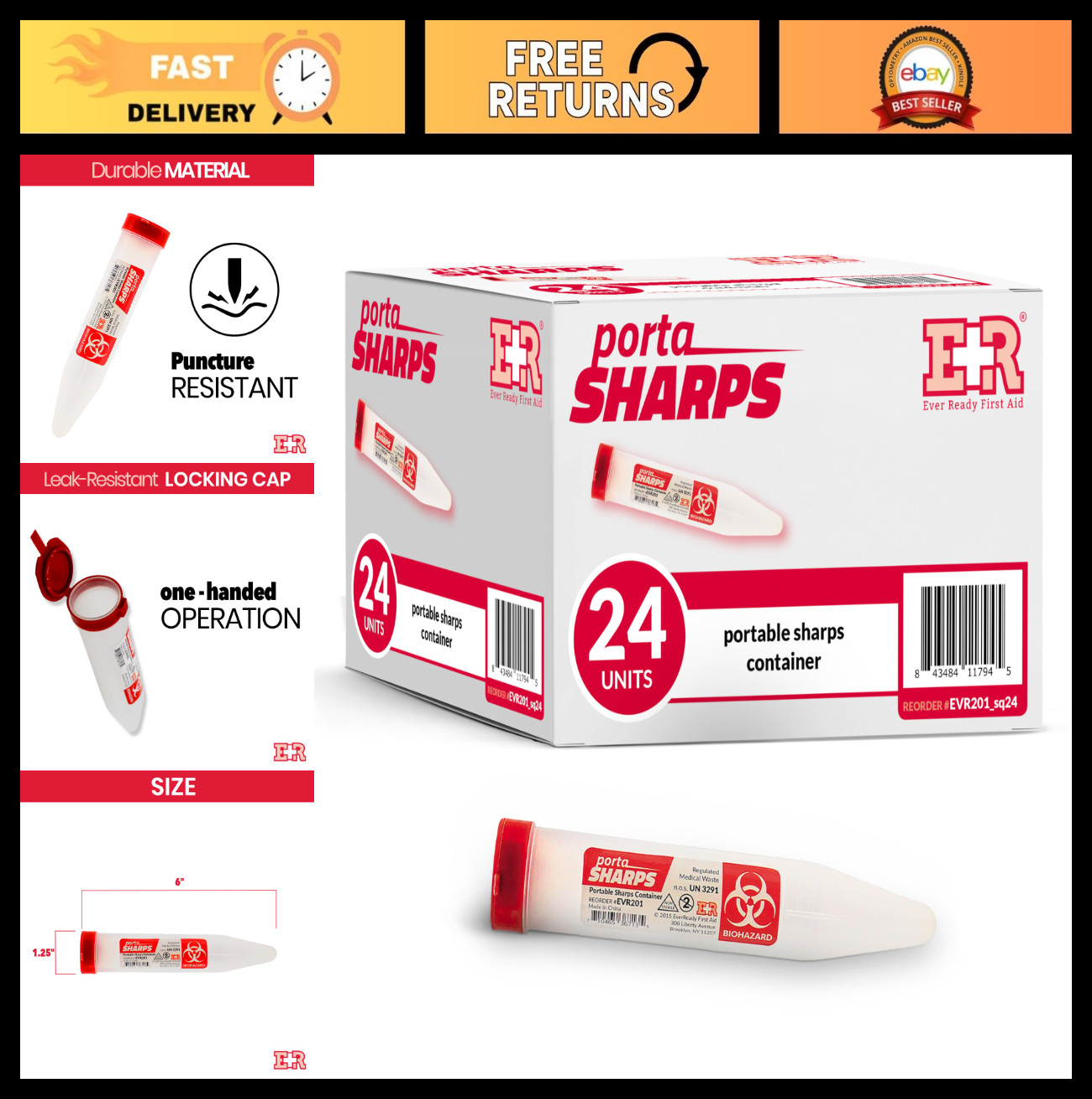 Portable Sharps Container with Locking Mechanism – 24 Count, Safe Disposal Solut