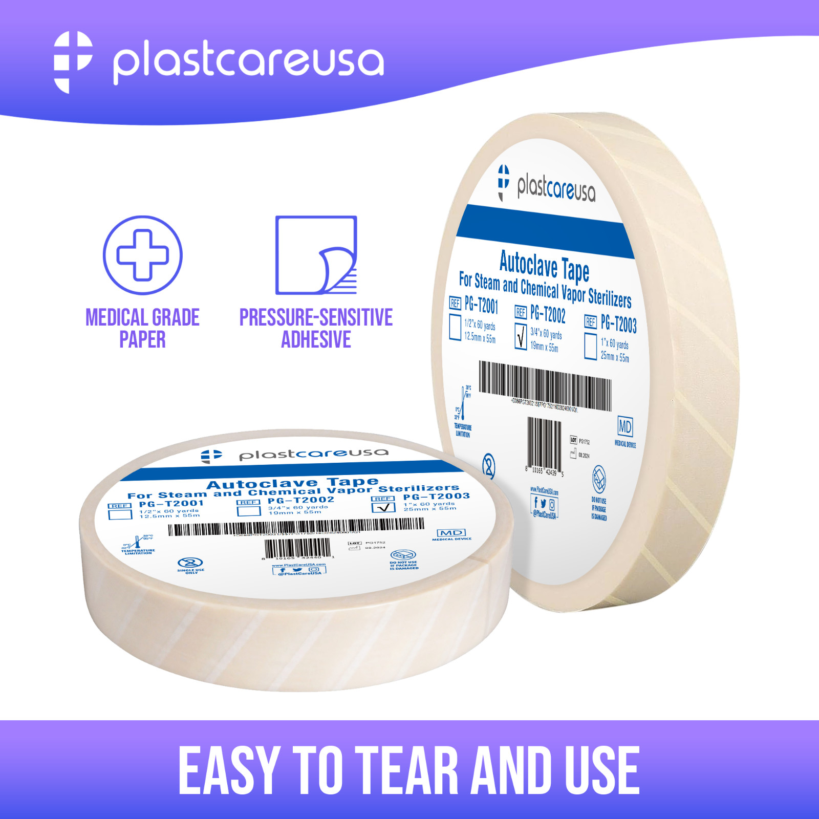 10 x Autoclave Tape 3/4″ x 60 Yards Sterilization Indicator Roll Steam Chemical
