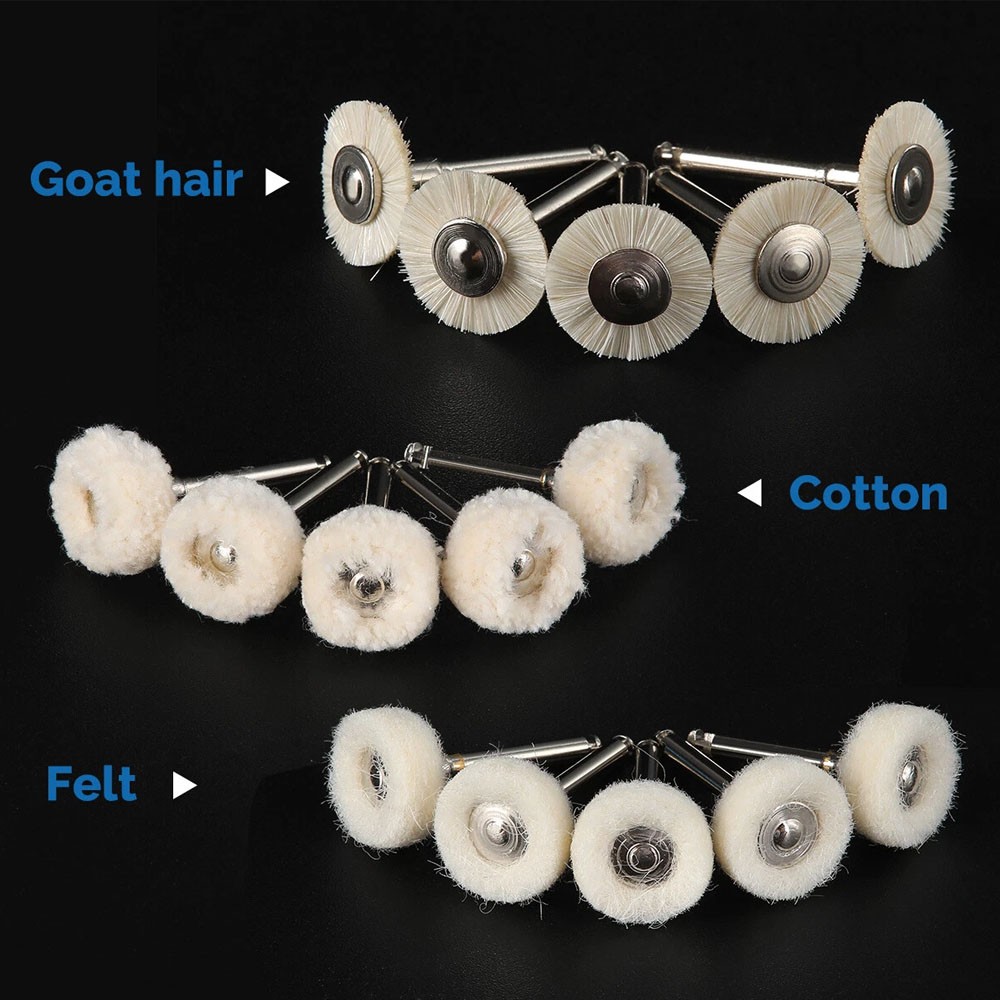 Dental Polishing Brush Wheels Goat Hair/Felt/Cotton – Contra Angle RA Latch Type