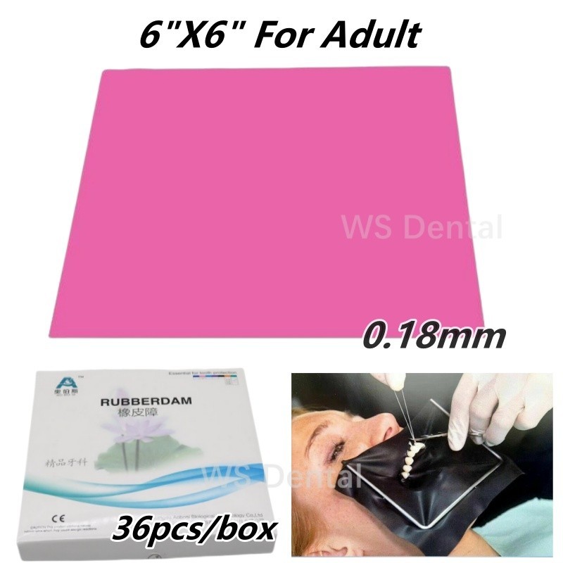Dental Endodontic Rubber Dam Natural Latex Medium Gauge 6″x6″ 36 Sheets