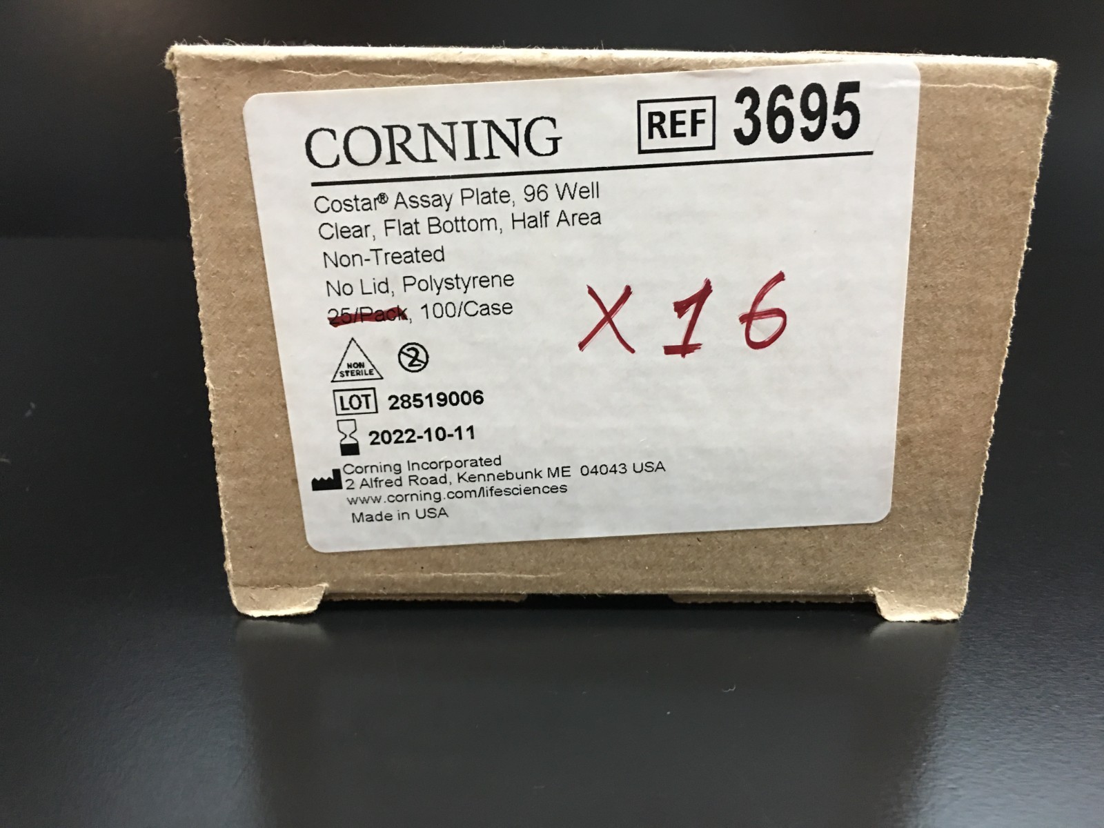 Corning REF 3695 | 96-well Clear Flat Bottom Polystyrene Microplate Lot 16 PCS
