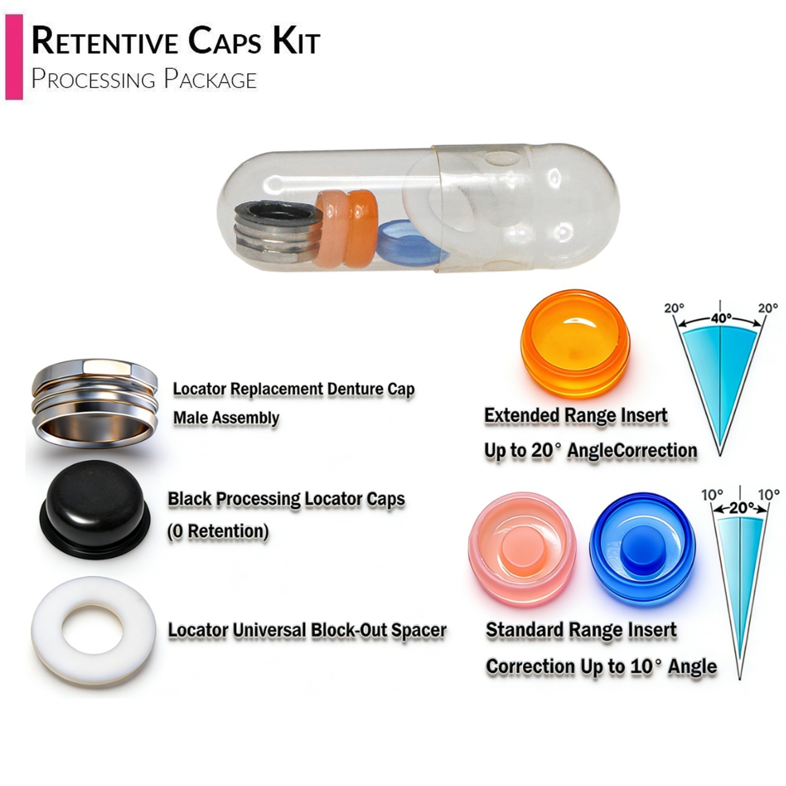 US Dental Fit Zest Anchors Locator Retention Caps Range & Core Tool Overdenture