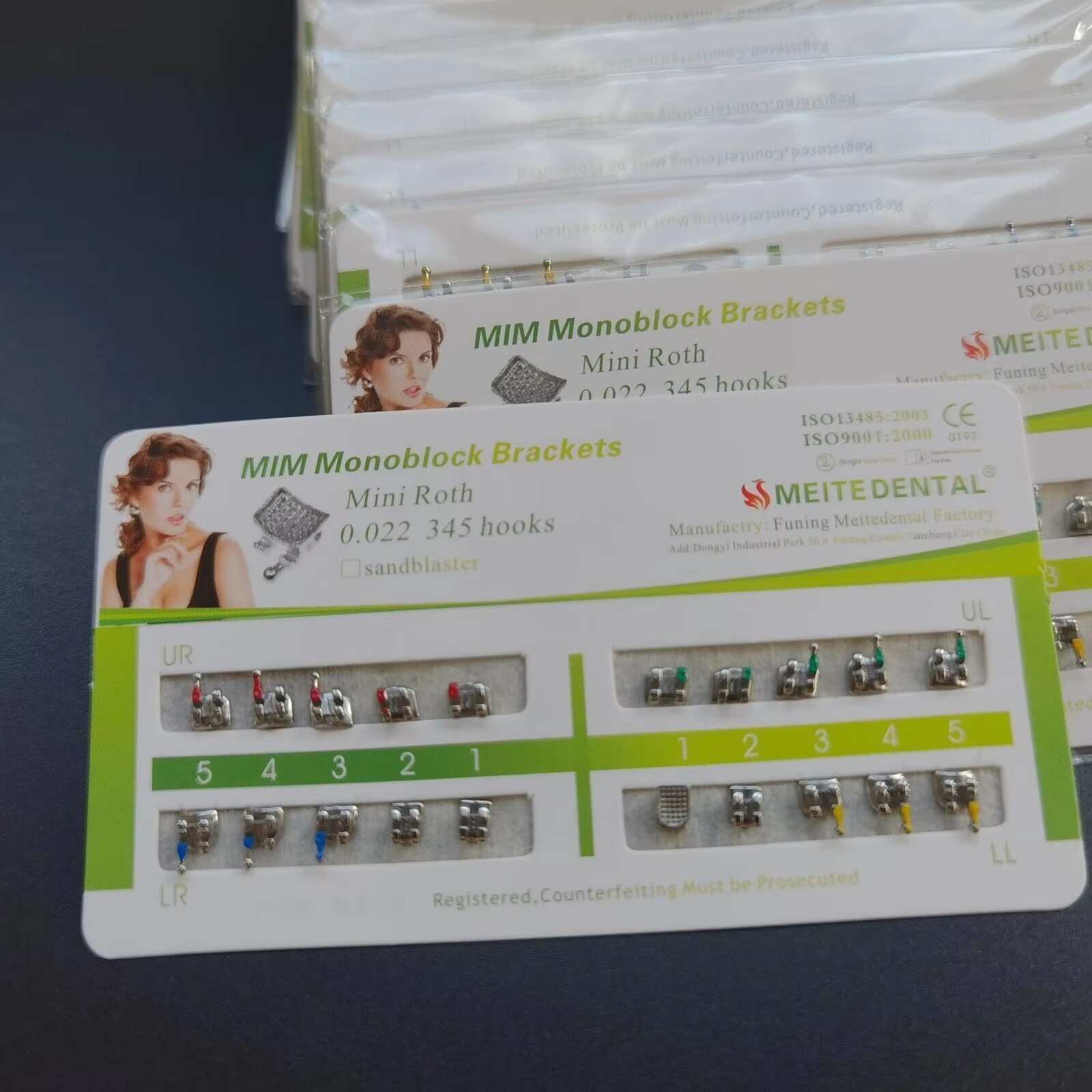 10 Cards Dental Orthodontic Brackets MIM Monoblock Mini Roth/MBT 022 345 Hooks