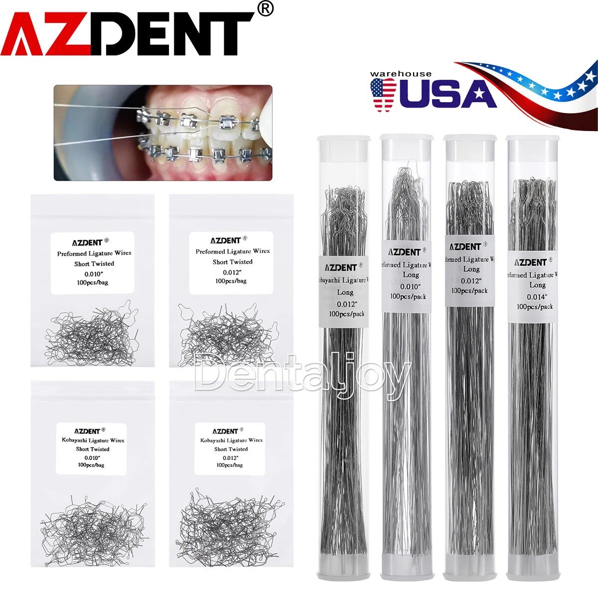 Dental Ortho Wire Preformed Kobayashi Ligature Ties Long Short Twist 100pcs/Pack