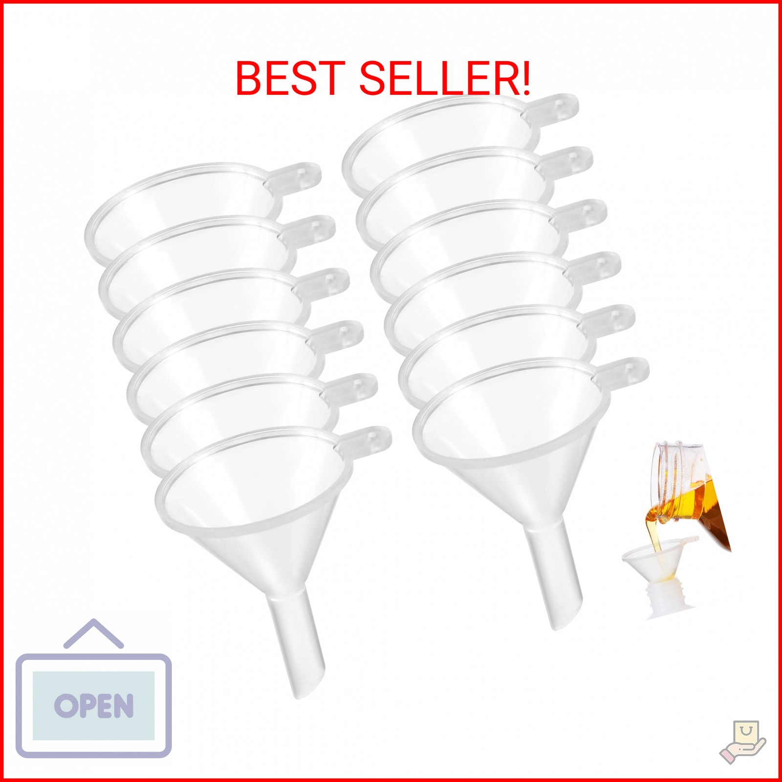 20 Pcs Small Funnel Mini Funnel Kitchen Use Funnels Clear Plastic Narrow Neck Pl