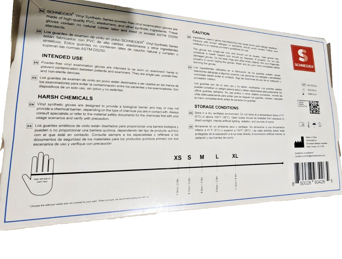(700) Schneider Blue Vinyl Synthetic Exam Gloves 4 Mil Medical Grade Disposable