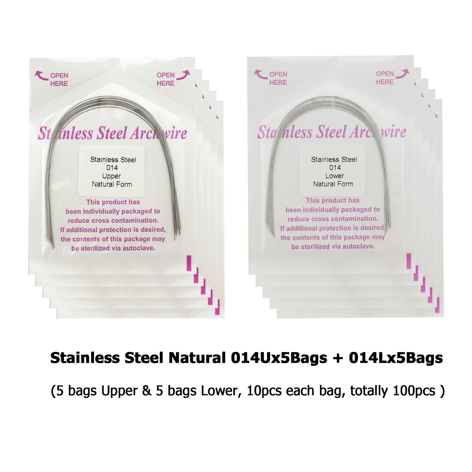 Dental Orthodontic Arch Wire Natural Form Niti Stainless Steel Round Rectangular