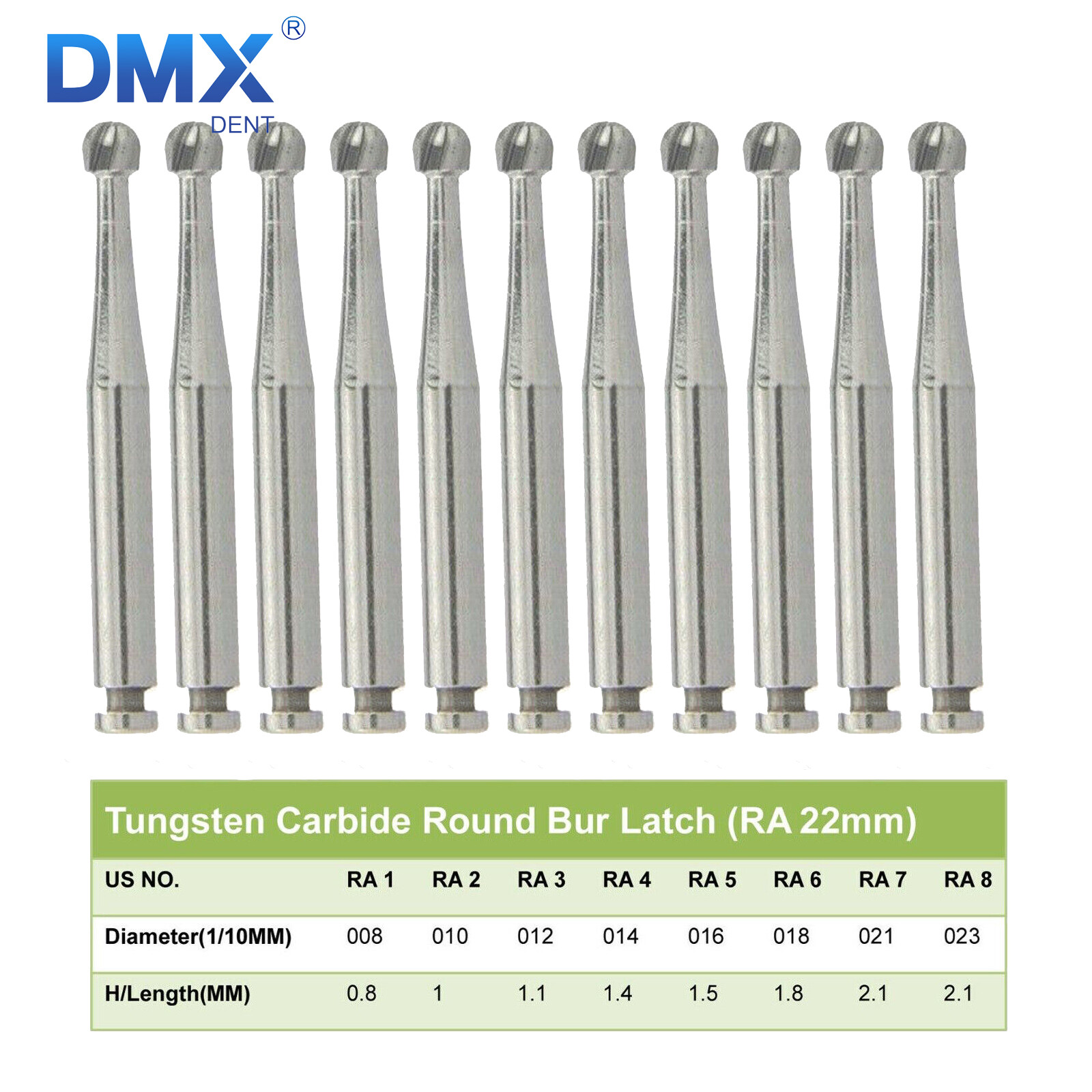 Round Carbide Burs for Slow Speed Latch RA (Choose Your Size & Qty) 22mm 26mm A
