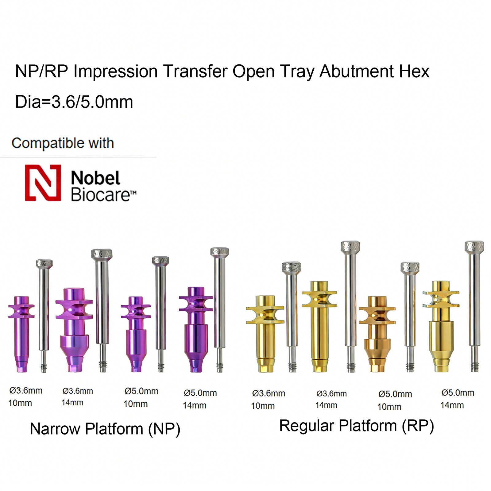 Impression Transfer Coping Nobel Active NP RP Open Closed Tray Analog Dental Lab