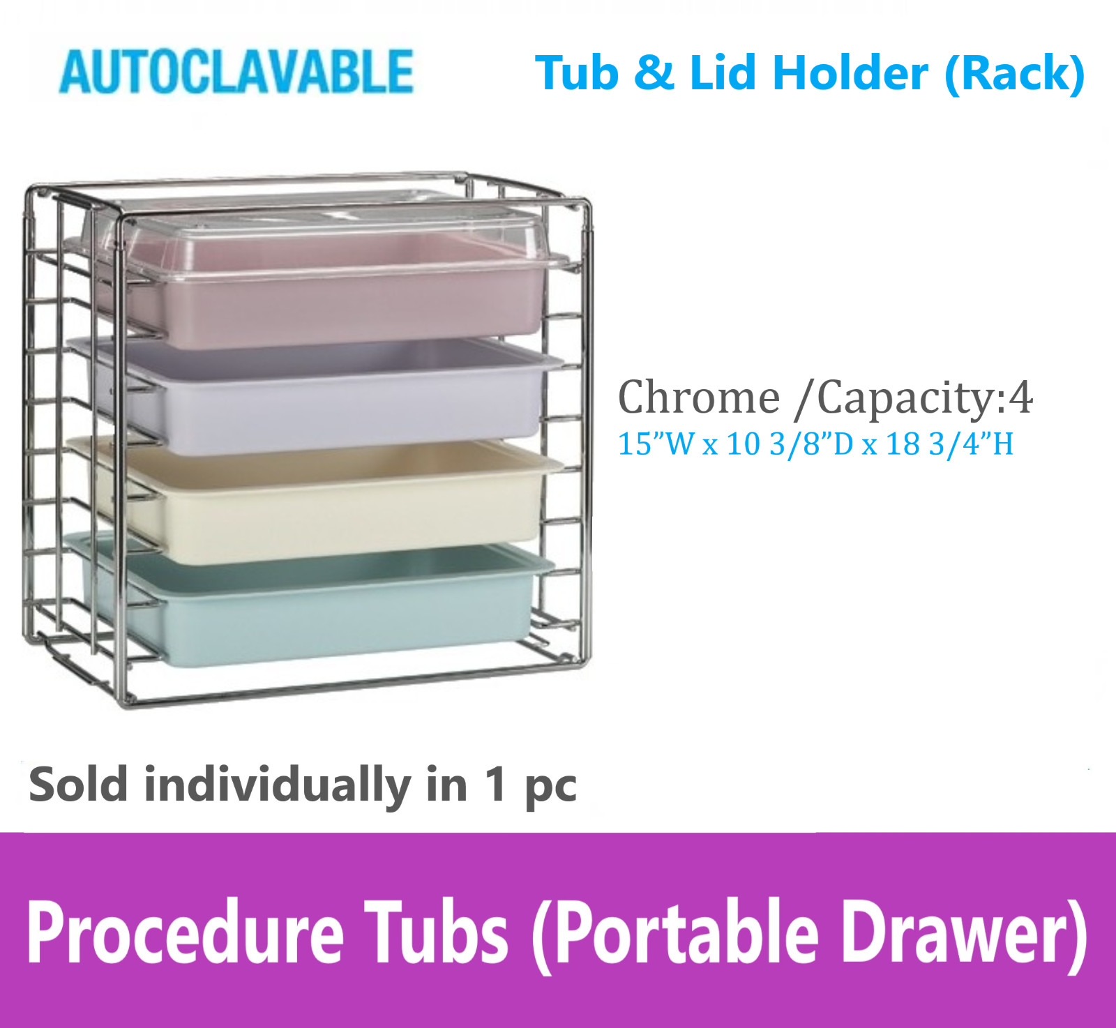 Dental Medical Operation Tub, Tray Accesories, Dental Tub Rack, Autoclavable