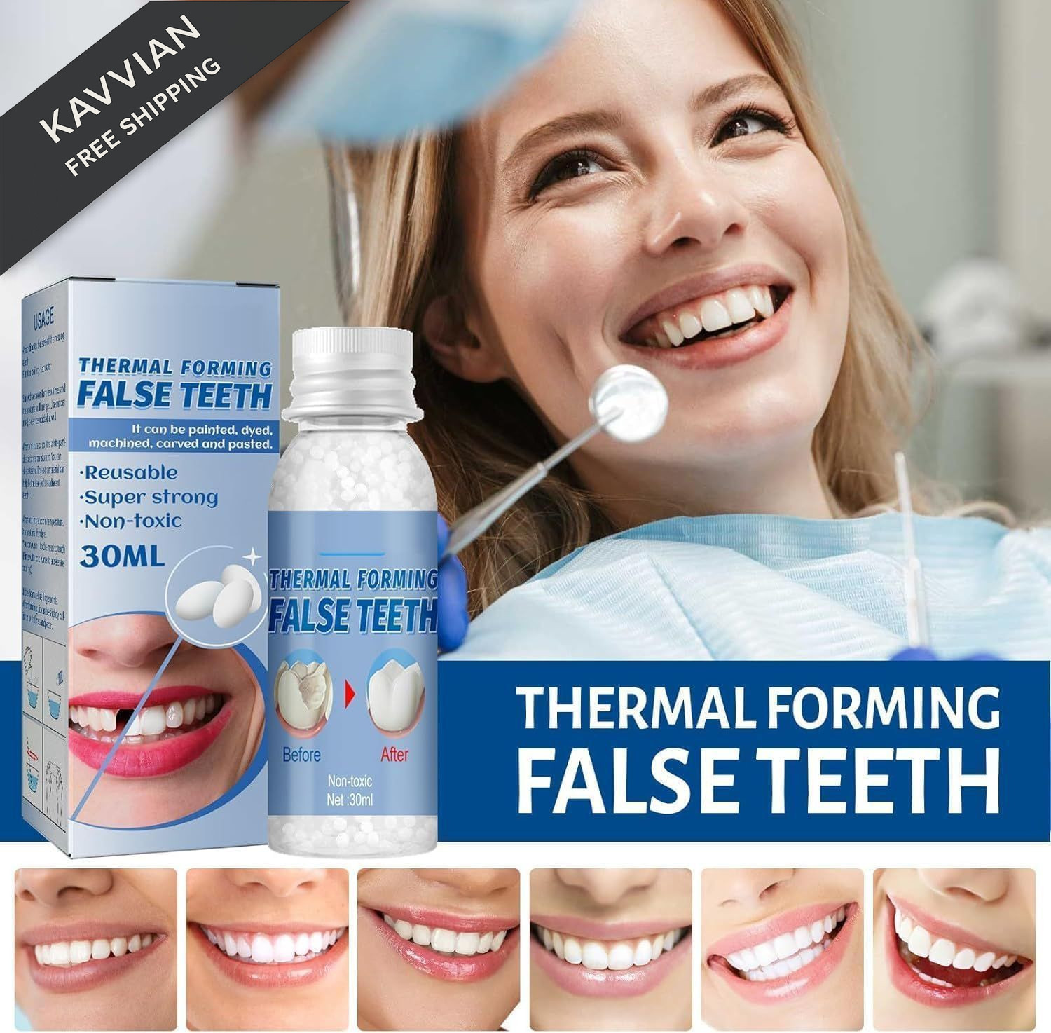 Fake Tooth Repair Kit – Thermal Beads for Filling, 1 Count (Pack of 1), White