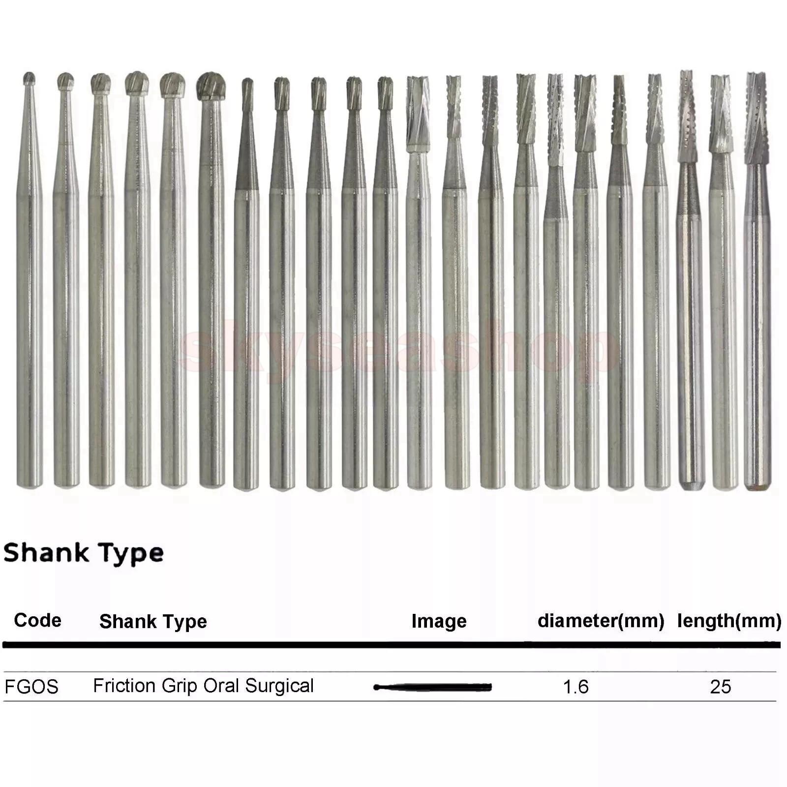 Dental Surgical Burs Round Long 4 556 557 558 330 Carbide Burr High Speed 25mm