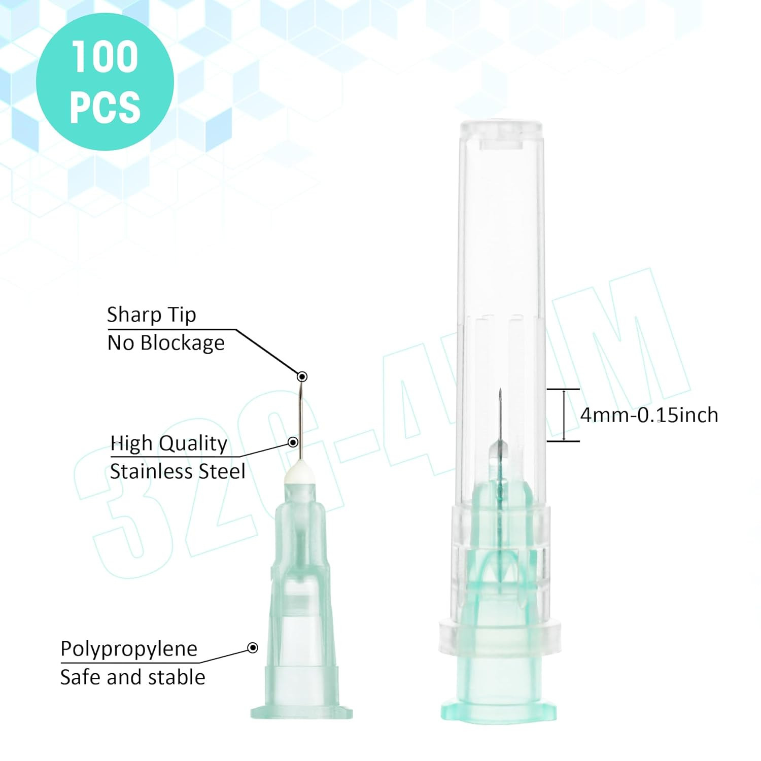 100 Pack 32 Gauge 0.16 Inch/4Mm Sterile Disposable Lab Supplies, Scientific and